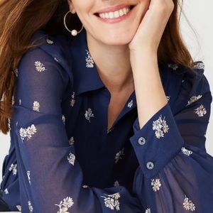 Ann Taylor floral button down blouse